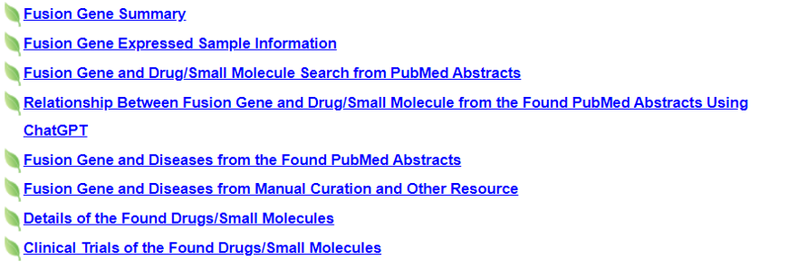 Fusion Gene Annotation Result Page